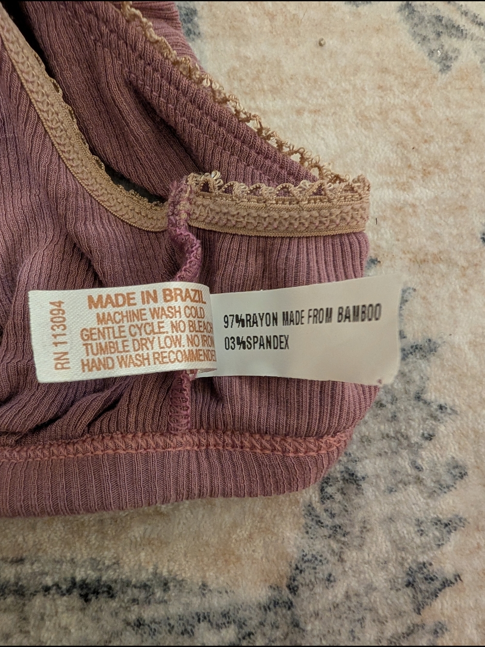 Belabumbum Bamboo Fillgree Sleep Bralette - Plum, M - Picture 4 of 5